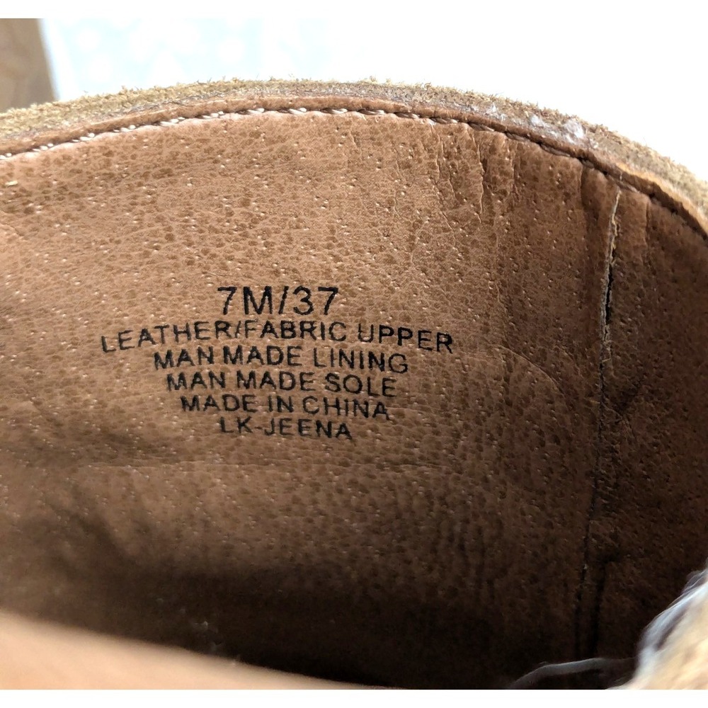 Lucky Brand Tan Suede Wedge Fringe Slingback Boho Festival Platform Shoes 7M - Picture 8 of 9